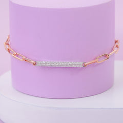 Rose Gold Paper Clip Bracelet | 925 Sterling Silver (7.150 Gram)