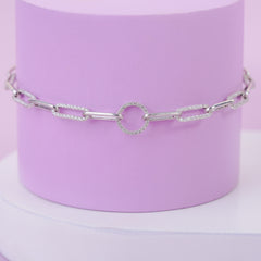 Diamond Paper-Clip Bracelet | Elegant 925 Sterling Silver with Dazzling Diamonds