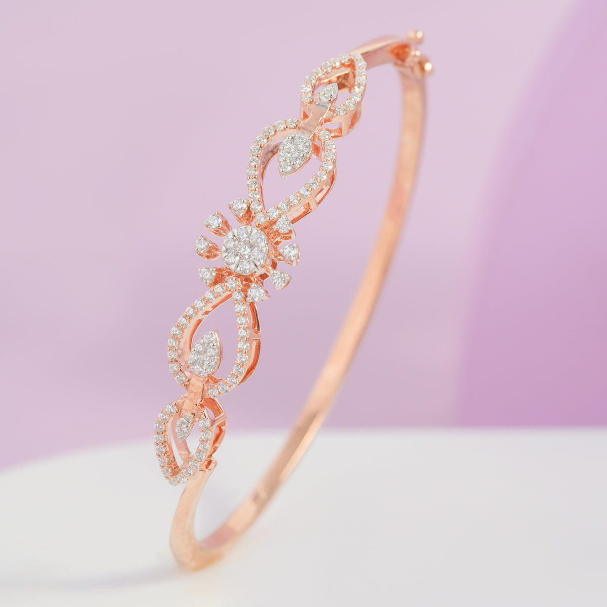 Rose Gold Floral Bracelet | 925 Pure Silver (11.00 Gram)