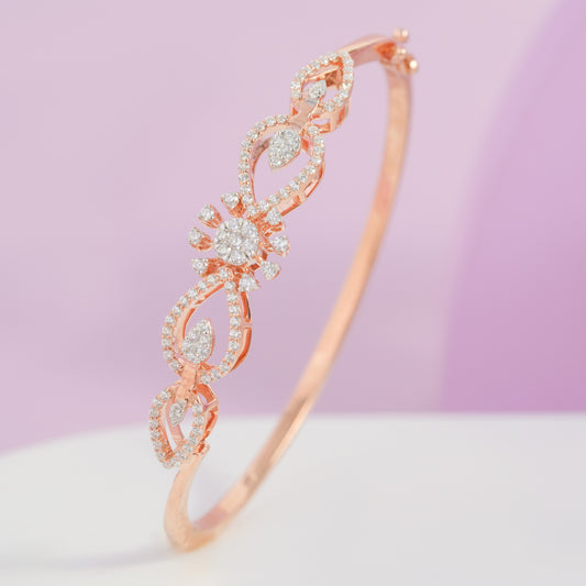 Rose Gold Floral Bracelet | 925 Pure Silver (11.00 Gram)