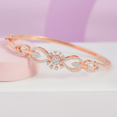 Rose Gold Floral Bracelet | 925 Pure Silver (11.00 Gram)