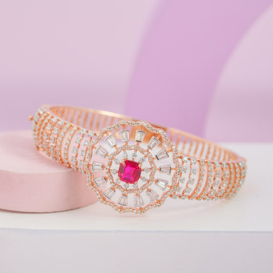 Baguette Studded Floral Bracelet | 925 Sterling Silver