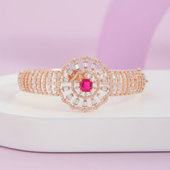 Baguette Studded Floral Bracelet | 925 Sterling Silver