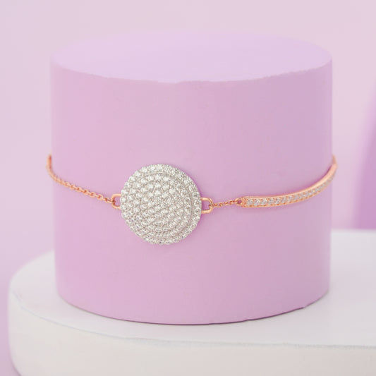 Rose Gold & White Link Silver Bracelet