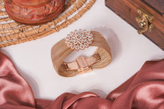 Luxury Rose Gold Finish Mesh Bracelet with Diamond-Inspired Design