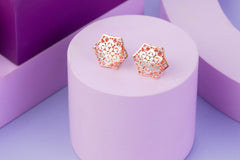 Rose Gold Hexagon Stud Earrings (3.20 Gram)