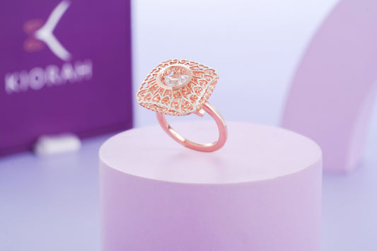 Rose Gold Sterling Silver Ring | Dancing Diamond Ring (5.50 Gram)