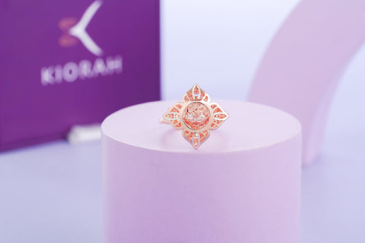 Rose Gold Dancing Diamond Sterling Silver Ring | (4.62 Gram)