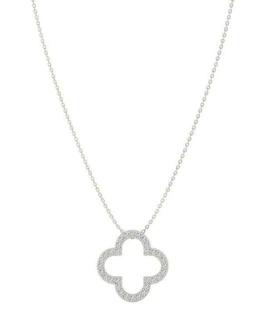 925 Silver Hollow Clover or Heart Necklace with Stone Accents