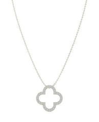 925 Silver Hollow Clover or Heart Necklace with Stone Accents