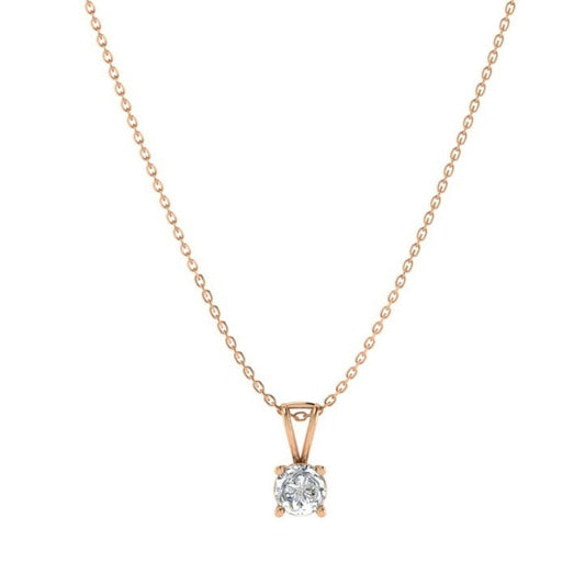 Rose Gold Solitaire 925 Sterling Silver Necklace